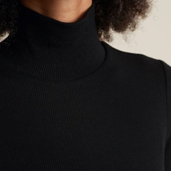 Marine Layer Lexi Ribbed Mockneck Long Sleeve Midi Dress in Black XS - Picture 5 of 11